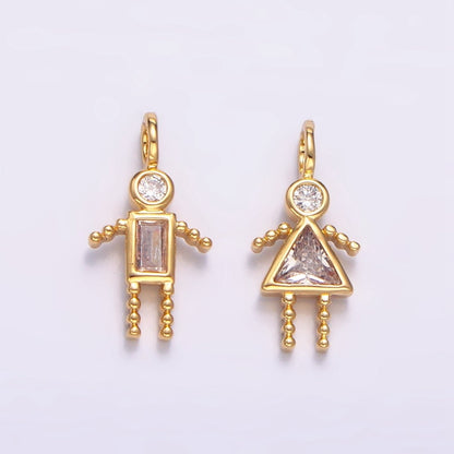 24K Gold Filled CZ Geometric Figure Boy Girl Set Charm | W068 - W073