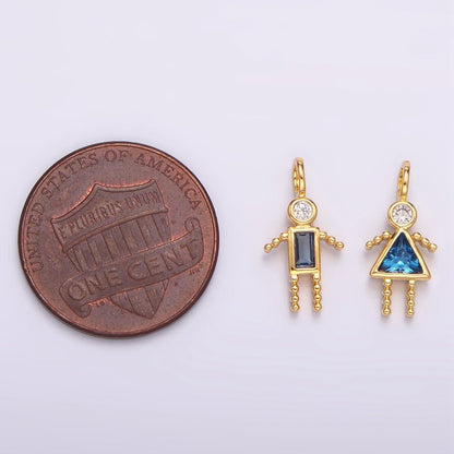 24K Gold Filled CZ Geometric Figure Boy Girl Set Charm | W068 - W073