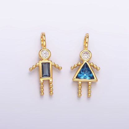 24K Gold Filled CZ Geometric Figure Boy Girl Set Charm | W068 - W073