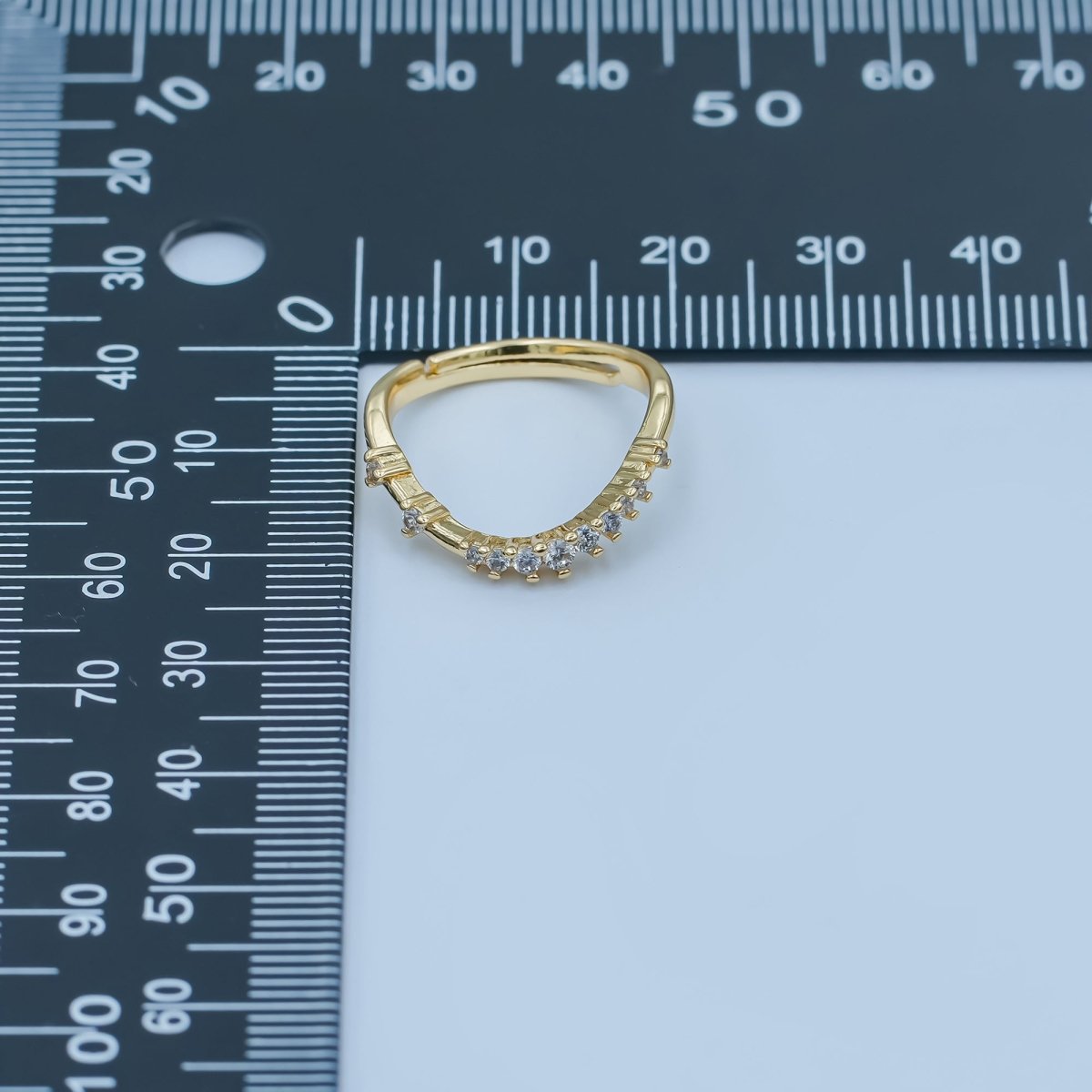 24K Gold Filled CZ Gradient Micro Paved Curved Ring | O991
