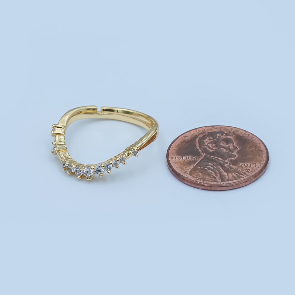 24K Gold Filled CZ Gradient Micro Paved Curved Ring | O991