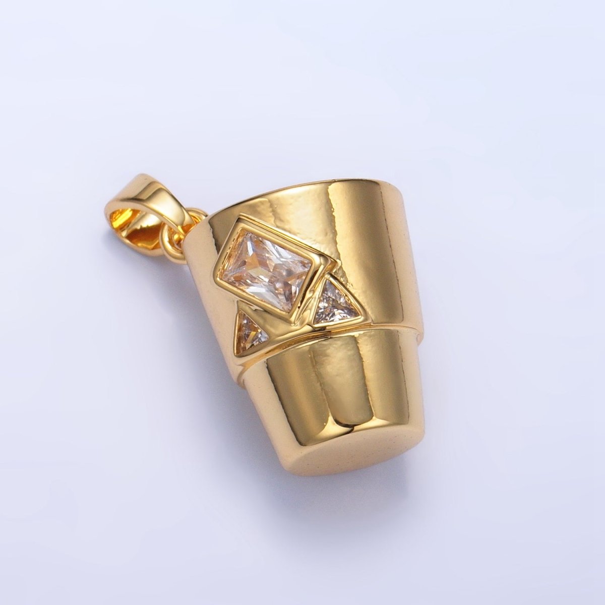 24K Gold Filled CZ Iced Cup Drink Whisky Glass in Rock Pendant in Gold &amp; Silver | AA1004