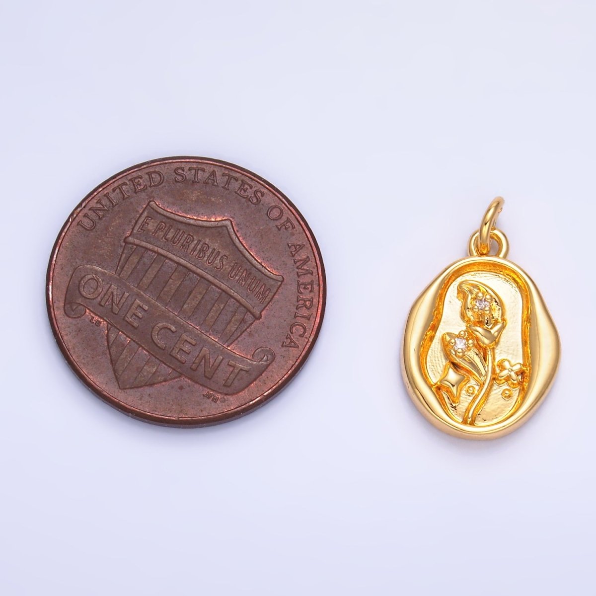 24K Gold Filled 15mm CZ Leaf Nature Stamped Charm in Gold &amp; Silver | W384