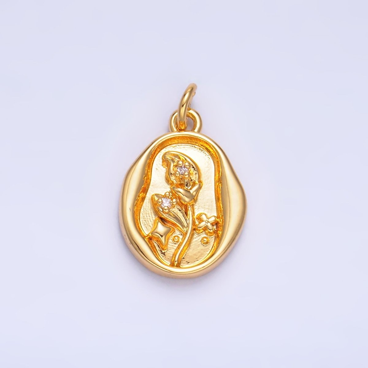 24K Gold Filled 15mm CZ Leaf Nature Stamped Charm in Gold &amp; Silver | W384