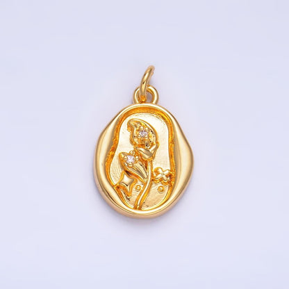 24K Gold Filled 15mm CZ Leaf Nature Stamped Charm in Gold &amp; Silver | W384