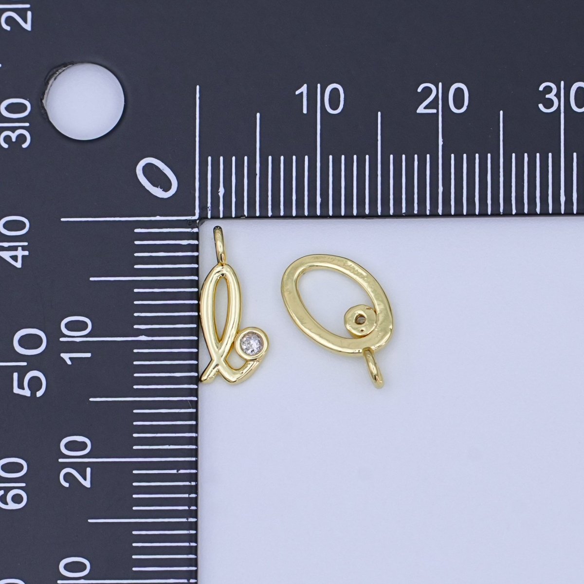 24K Gold Filled CZ "LOVE" Cursive Script Charm Set | N047