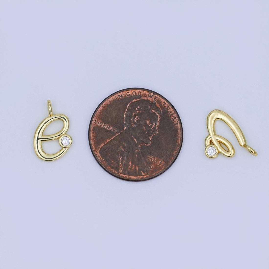 24K Gold Filled CZ "LOVE" Cursive Script Charm Set | N047
