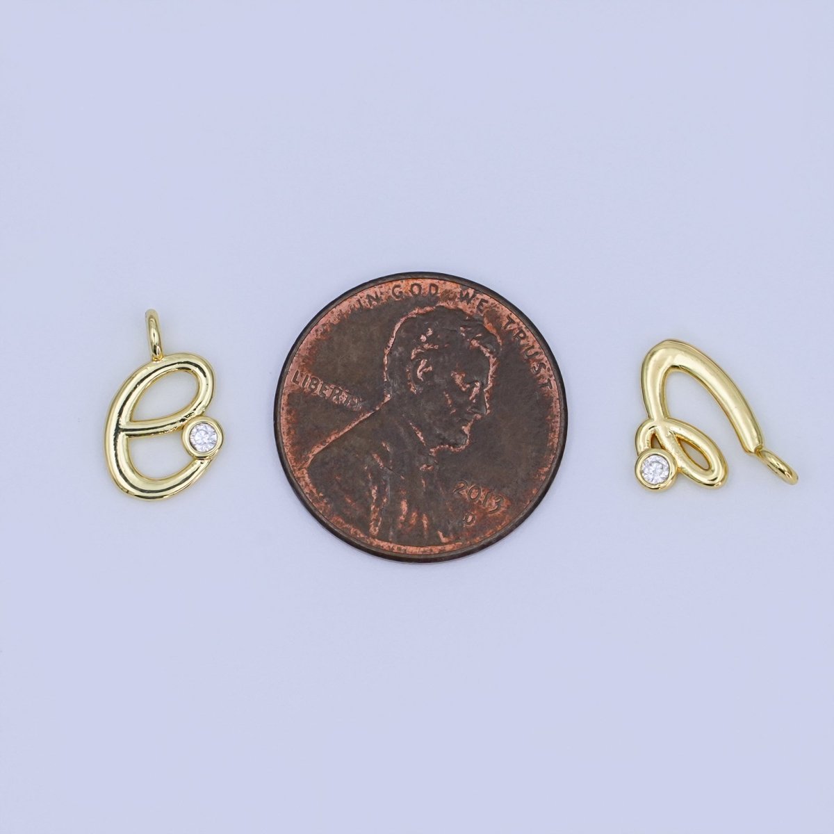 24K Gold Filled CZ "LOVE" Cursive Script Charm Set | N047