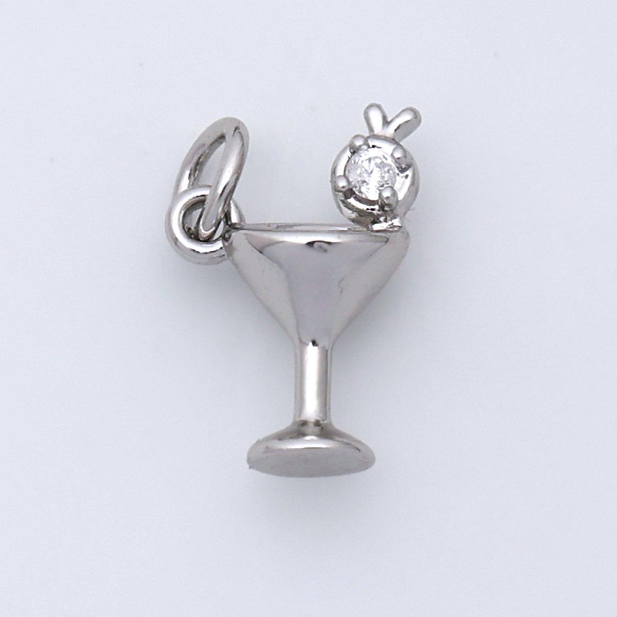 24K Gold Filled CZ Martini Alcoholic Drink 3D Multidimensional Charm in Gold &amp; Silver | W805