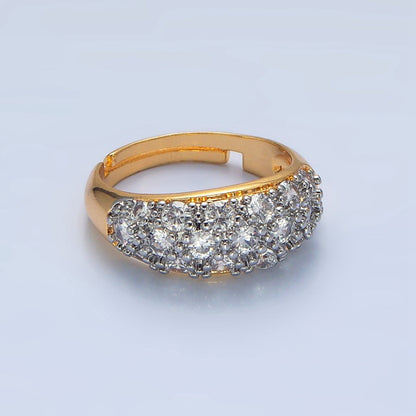 24K Gold Filled CZ Micro Paved Dome Mixed Metal Ring | O1431