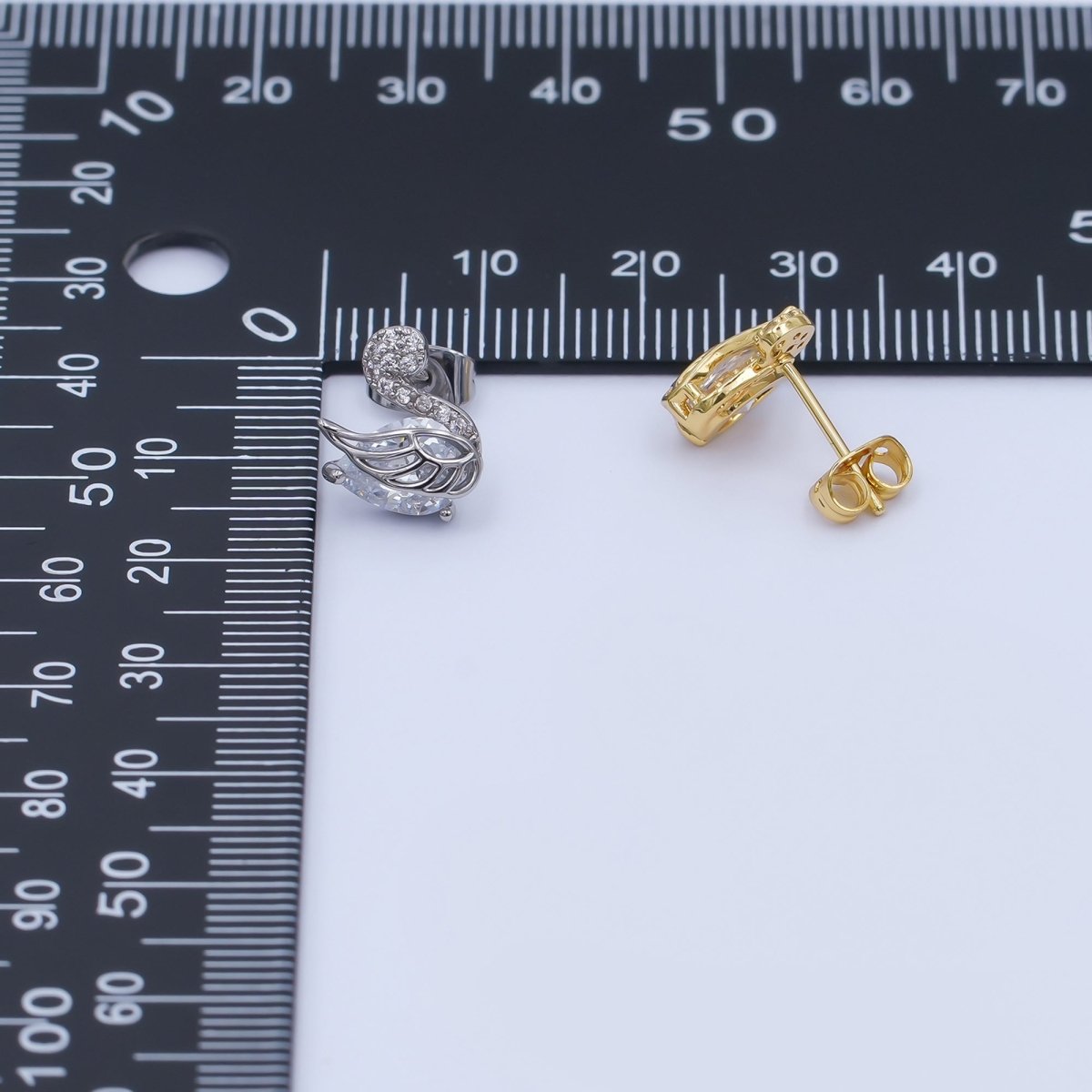 24K Gold Filled CZ Micro Paved Duck Dove Bird Stud Earrings in Gold &amp; Silver | AI472 AI542