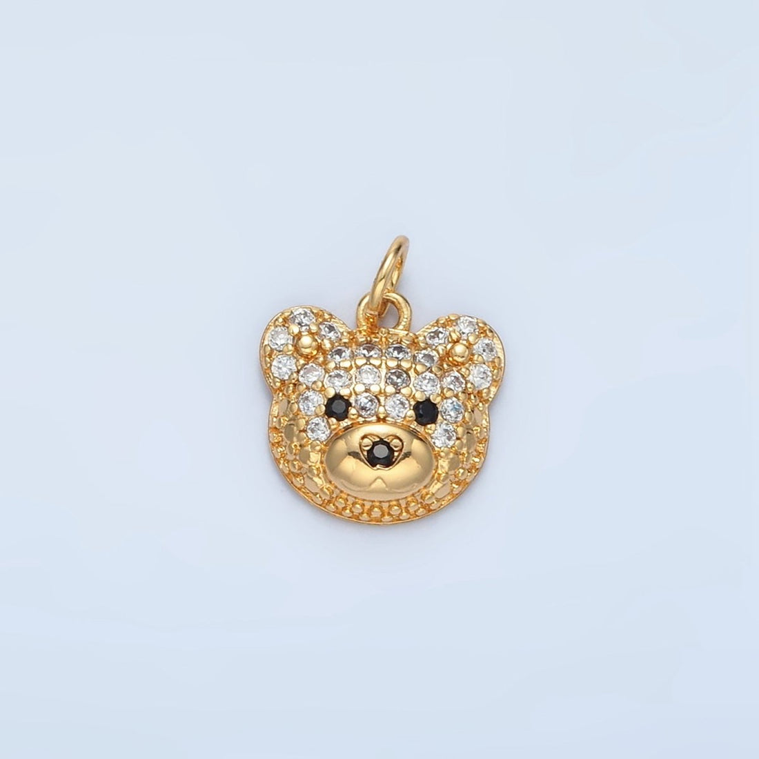 24K Gold Filled Micro Paved CZ Teddy Bear Charm | M015