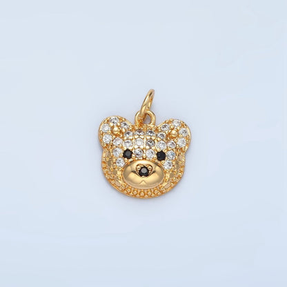 24K Gold Filled Micro Paved CZ Teddy Bear Charm | M015