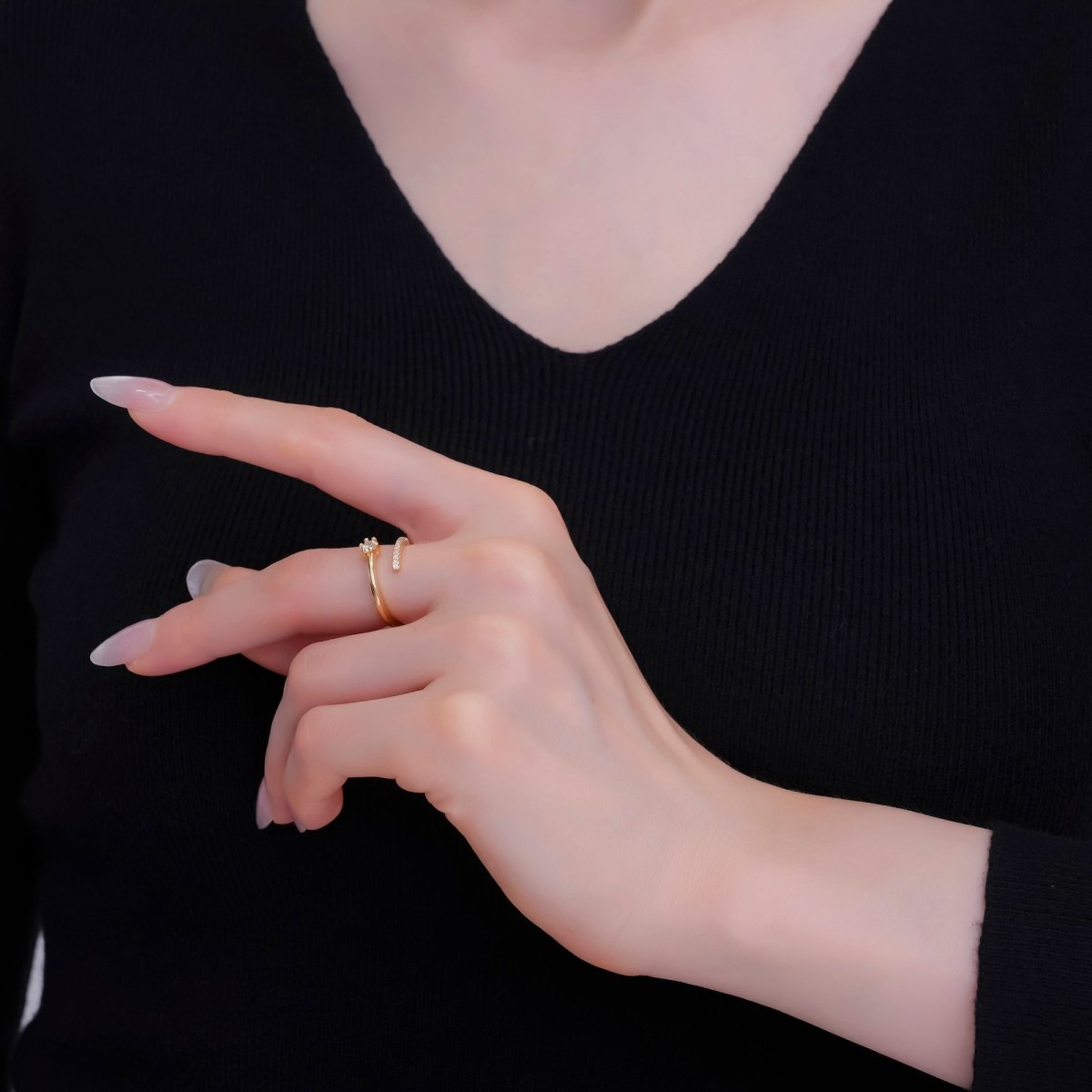 24K Gold Filled CZ Micro Paved Wrap Ring | O668