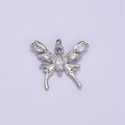 24K Gold Filled 18mm CZ Molten Drip Butterfly Insect Charm in Gold &amp; Silver | AC170
