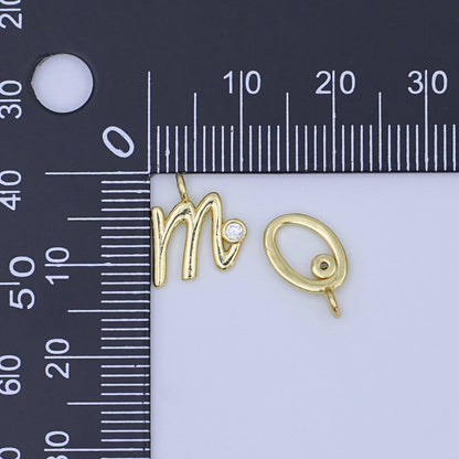 24K Gold Filled CZ "MOM" Cursive Script Charm Set | N048