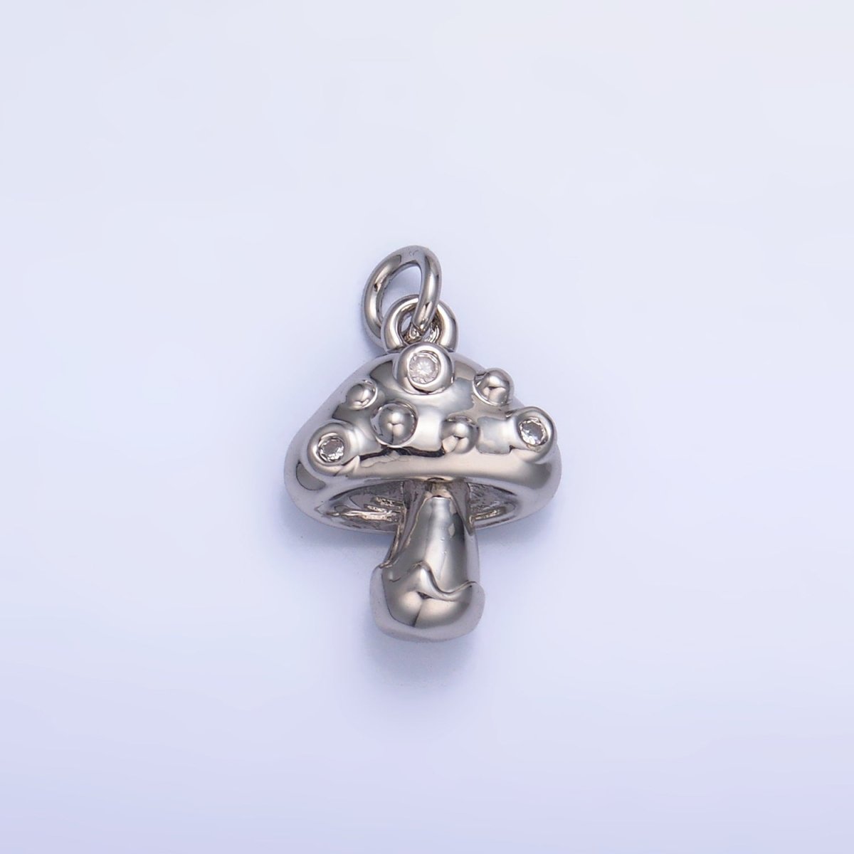 24K Gold Filled CZ Mushroom Plant Charm in Gold &amp; Silver | W353