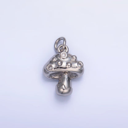 24K Gold Filled CZ Mushroom Plant Charm in Gold &amp; Silver | W353