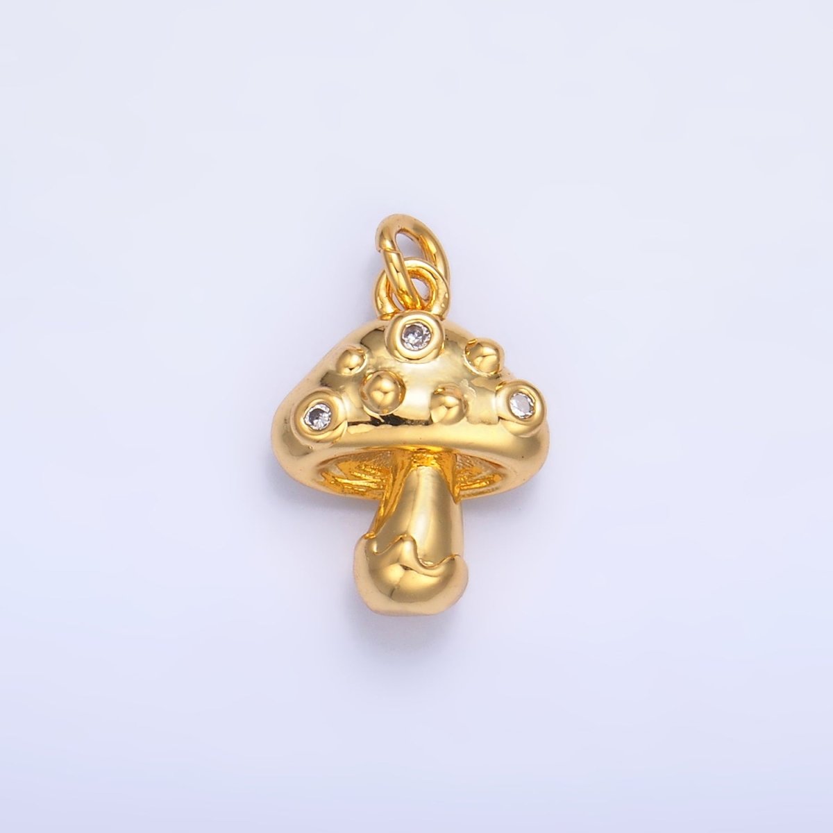 24K Gold Filled CZ Mushroom Plant Charm in Gold &amp; Silver | W353