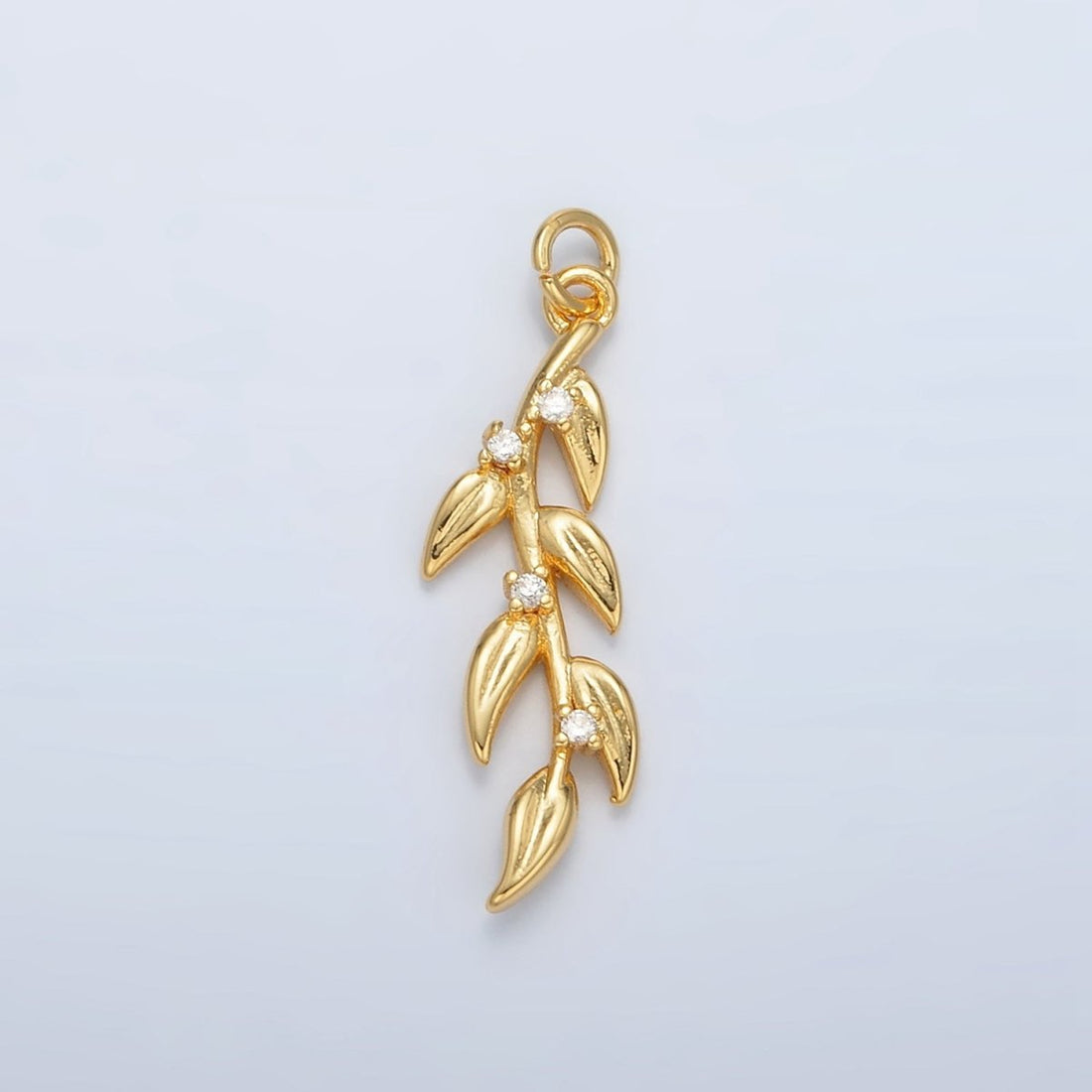 24K Gold Filled CZ Olive Leaf Charm | AC-142