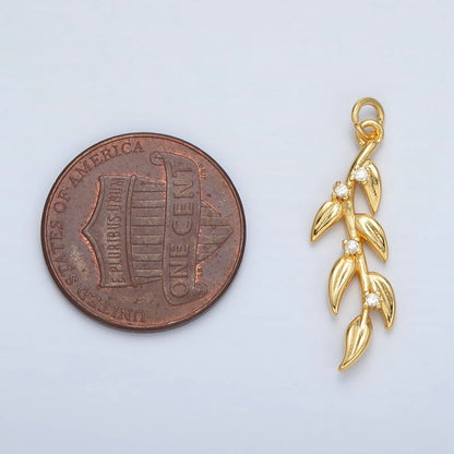 24K Gold Filled CZ Olive Leaf Charm | AC-142