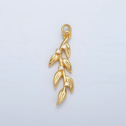 24K Gold Filled CZ Olive Leaf Charm | AC-142