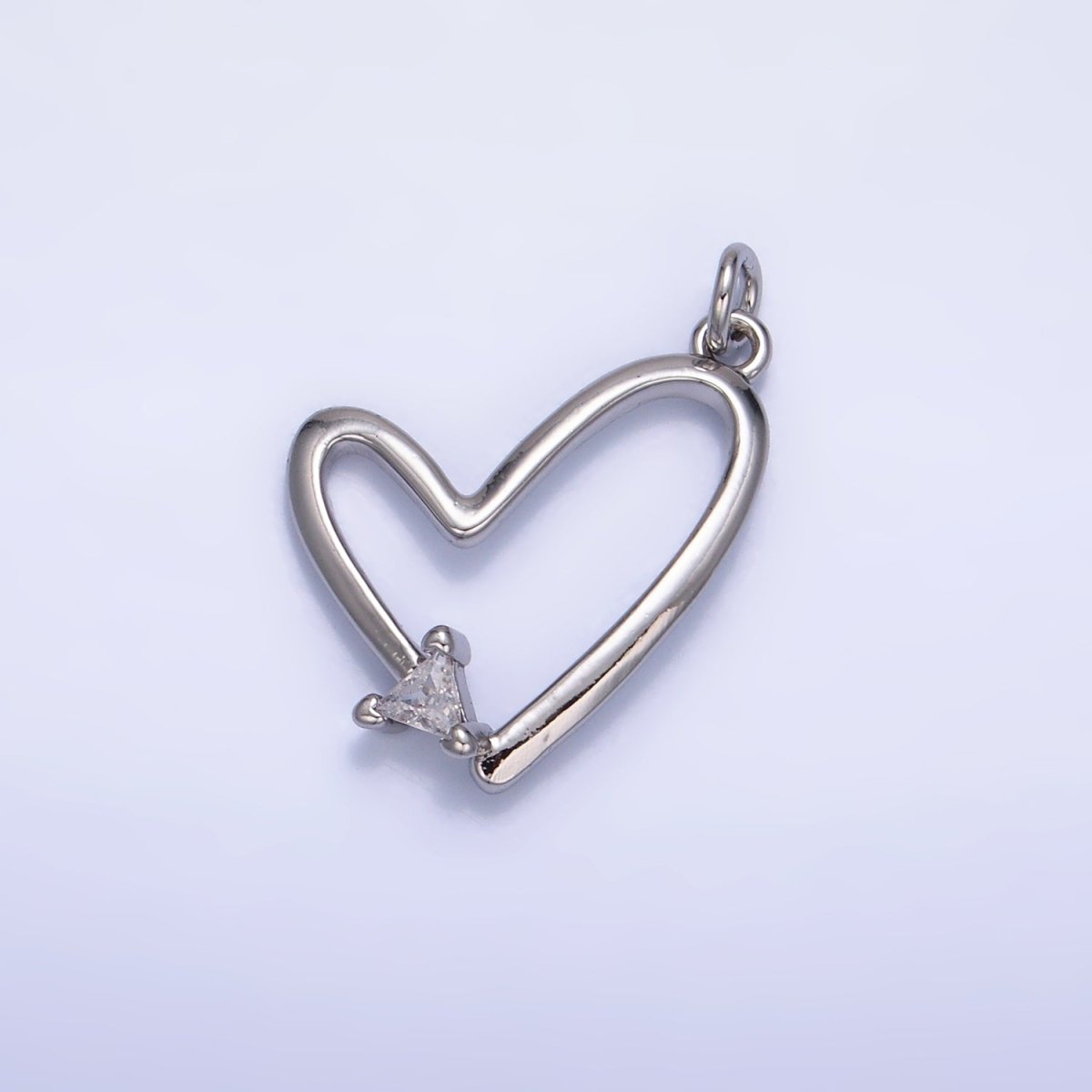 24K Gold Filled 17.5mm CZ Open Minimalist Heart Charm in Gold &amp; Silver | W352