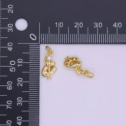 24K Gold Filled CZ Paint Brush Tool Charm | AF422