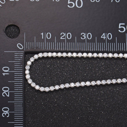 24K Gold Filled CZ Paved Tennis Bulk Chain in Gold &amp; Silver by Yard | Roll-829 &amp; Roll-1533