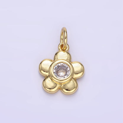 24K Gold Filled CZ Petal Flower Mini Charm | E343