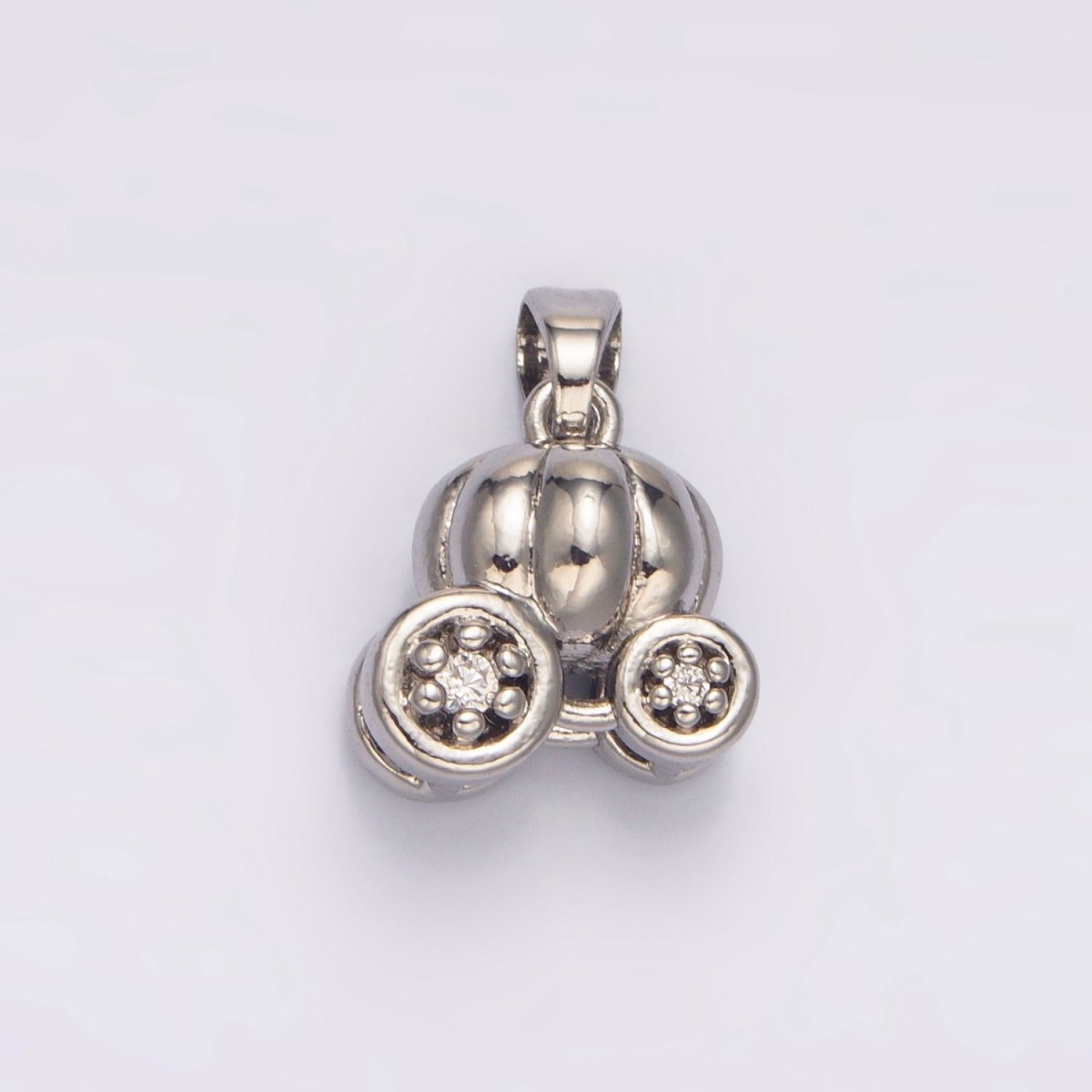 24K Gold Filled 17mm CZ Pumpkin Fruit Carriage Multidimensional 3D Charm in Gold &amp; Silver | AA1031