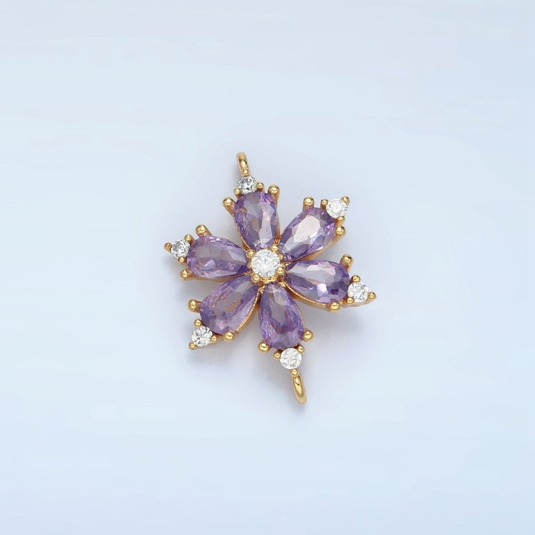 24K Gold Filled Purple CZ Flower Connector | F234