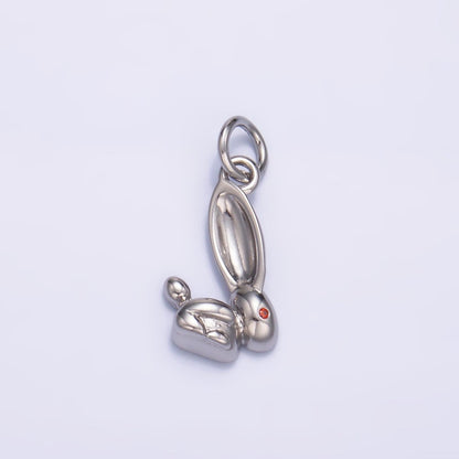 24K Gold Filled CZ Rabbit Bunny Multidimensional 3D Charm in Gold &amp; Silver | M174