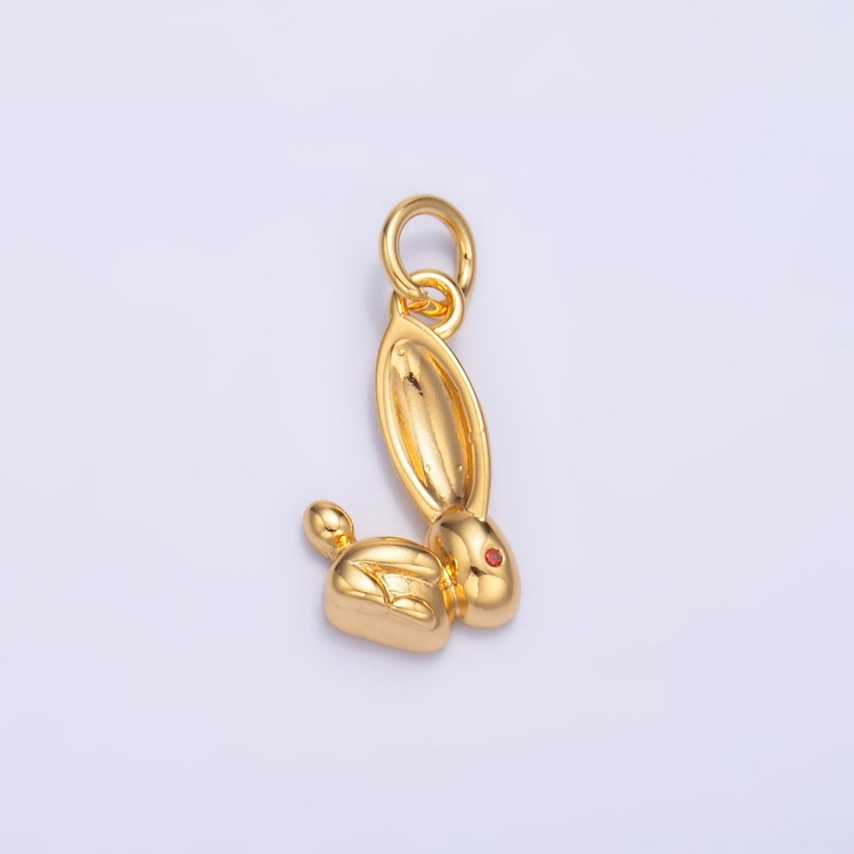 24K Gold Filled CZ Rabbit Bunny Multidimensional 3D Charm in Gold &amp; Silver | M174