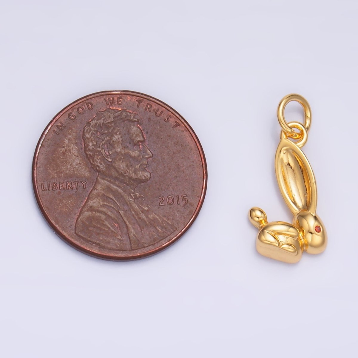24K Gold Filled CZ Rabbit Bunny Multidimensional 3D Charm in Gold &amp; Silver | M174