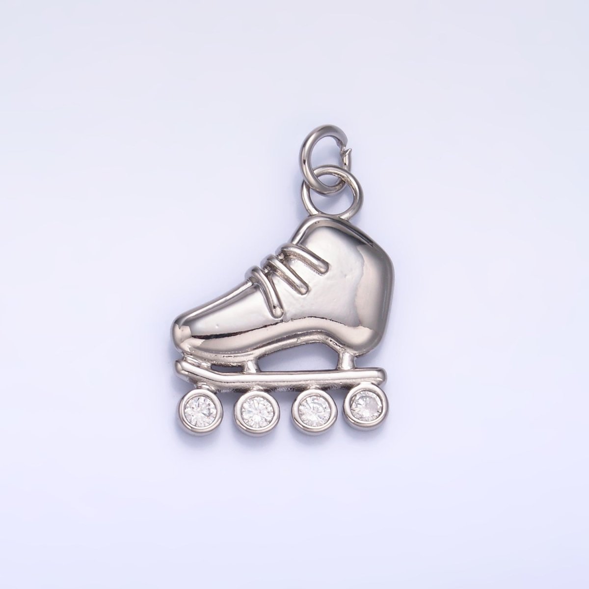 24K Gold Filled 20mm CZ Roller Skate Shoes Charm in Gold &amp; Silver | W337