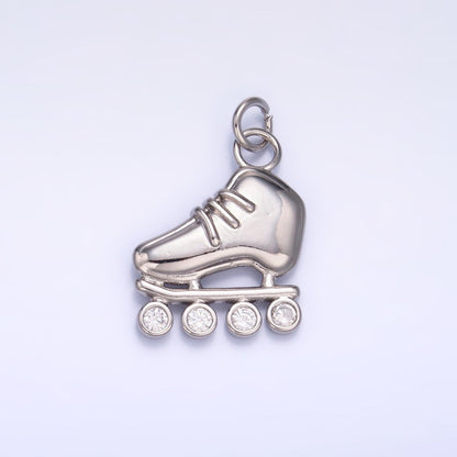 24K Gold Filled 20mm CZ Roller Skate Shoes Charm in Gold &amp; Silver | W337
