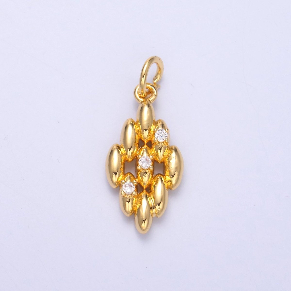 24K Gold Filled Geometric Sphere Quilted Charm in Gold &amp; Silver | N005