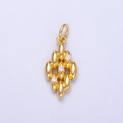 24K Gold Filled Geometric Sphere Quilted Charm in Gold &amp; Silver | N005