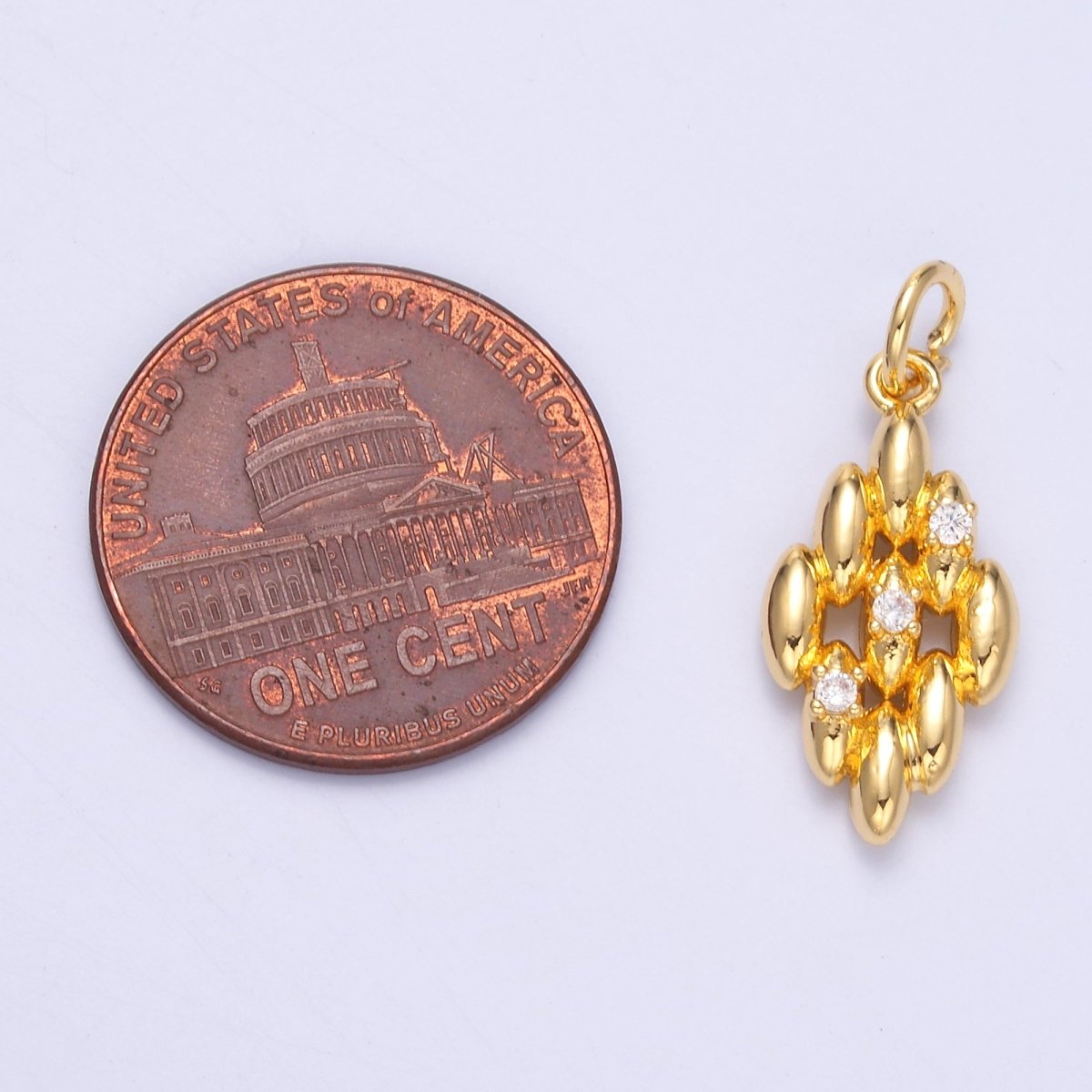 24K Gold Filled Geometric Sphere Quilted Charm in Gold &amp; Silver | N005