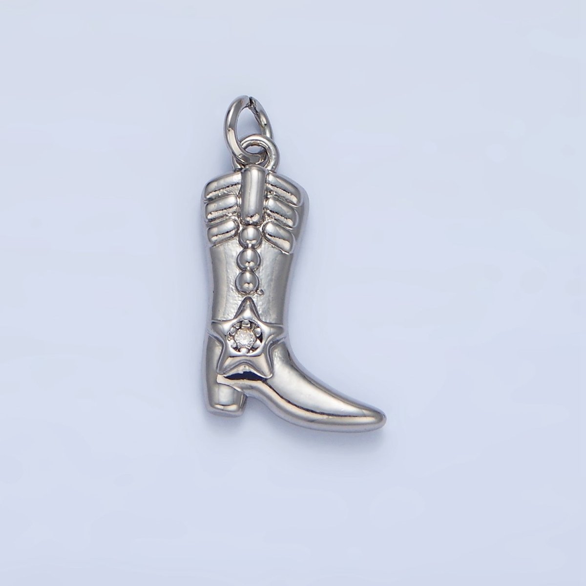 24K Gold Filled 17mm CZ Star Cowboy Boots Charm in Gold &amp; Silver | W079