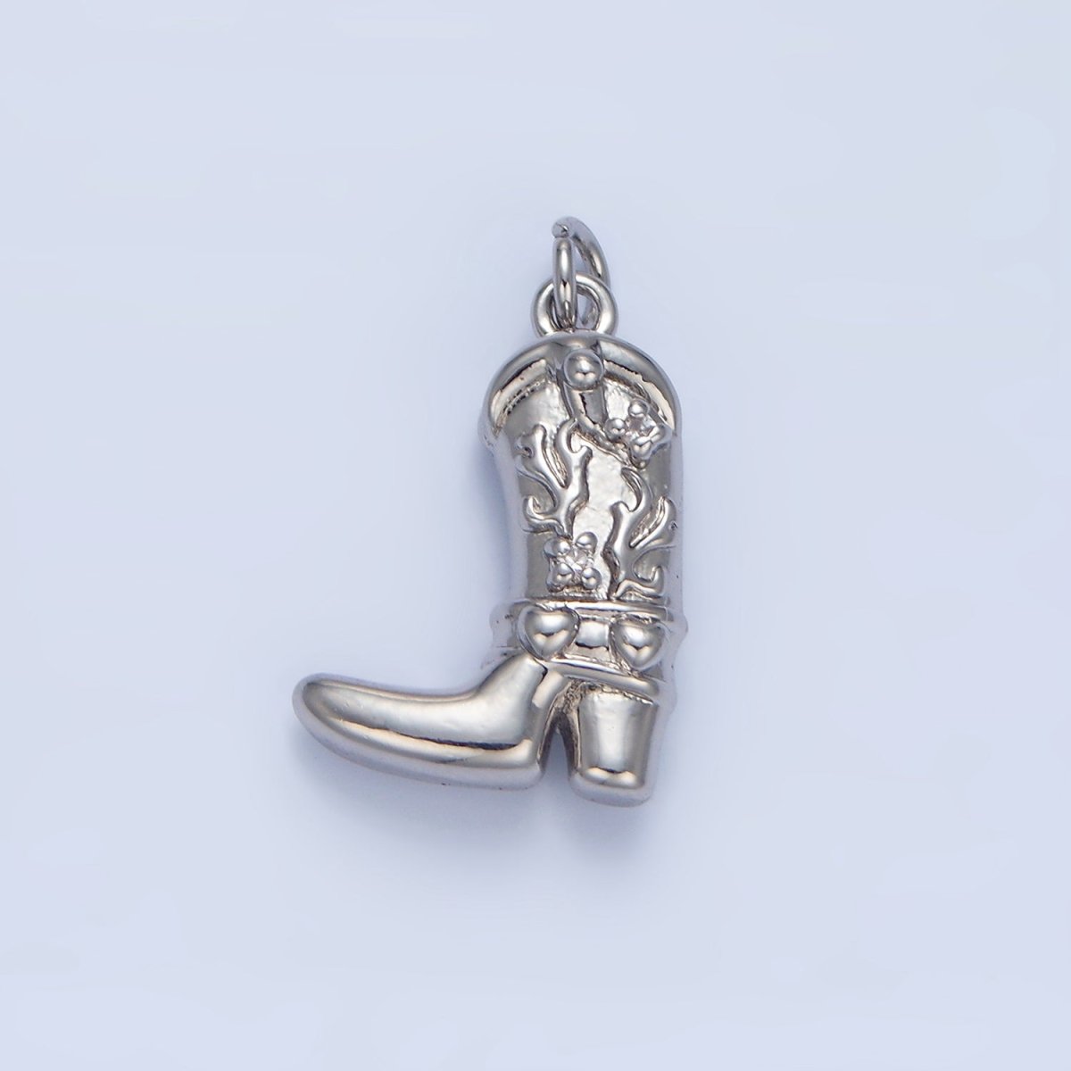 24K Gold Filled 17mm CZ Star Cowboy Boots Charm in Gold &amp; Silver | W079