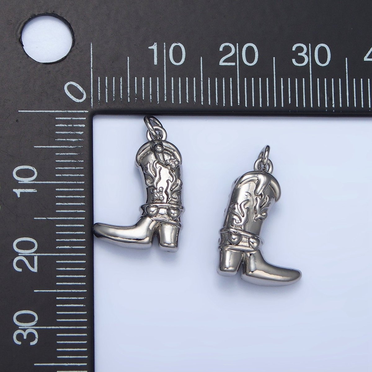 24K Gold Filled 17mm CZ Star Cowboy Boots Charm in Gold &amp; Silver | W079