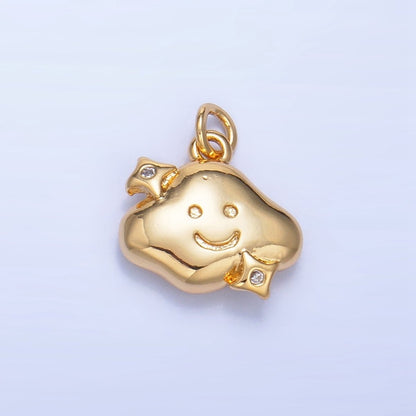 24K Gold Filled CZ Starry Smiley Face Cloud Multidimensional 3D Charm | W019