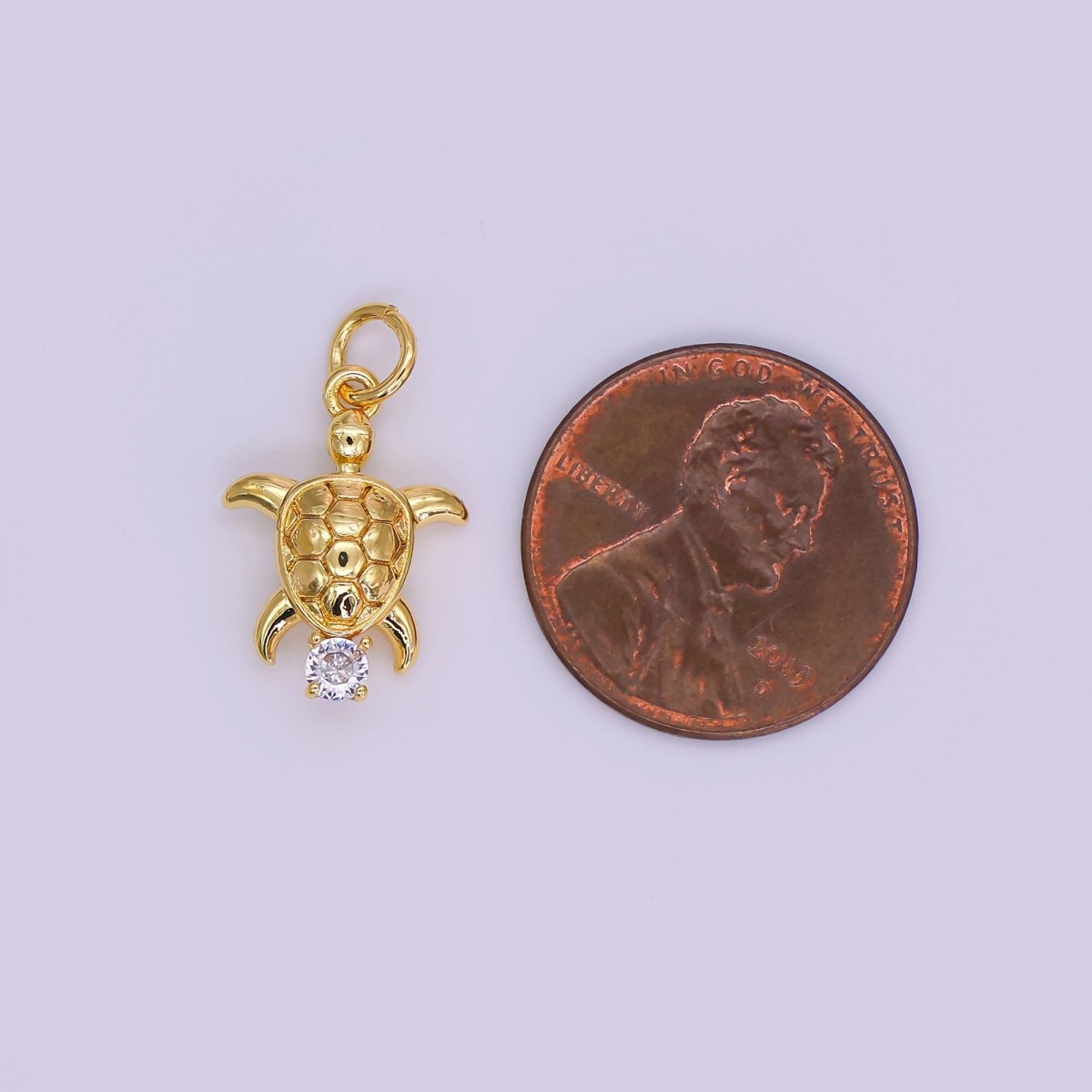 24K Gold Filled CZ Turtle Tortoise 3D Multidimensional Mini Charm | N847