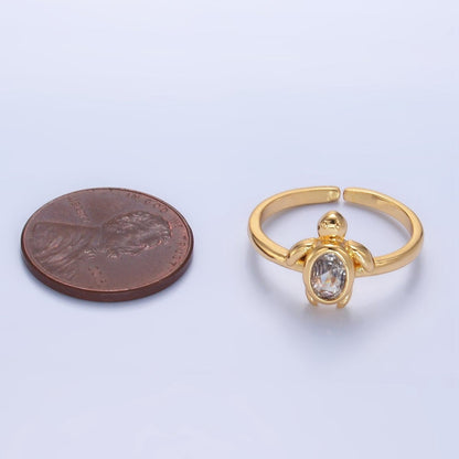 24K Gold Filled CZ Turtle Tortoise Animal Ring | U412