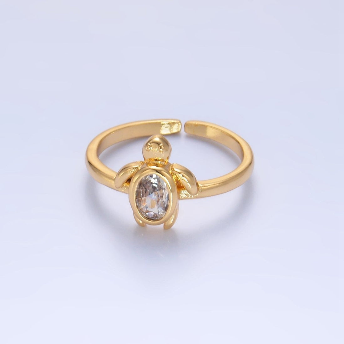 24K Gold Filled CZ Turtle Tortoise Animal Ring | U412