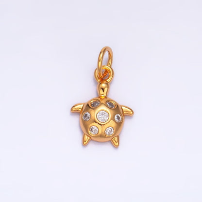 24K Gold Filled CZ Turtle Tortoise Sea Animal Mini Charm | W327