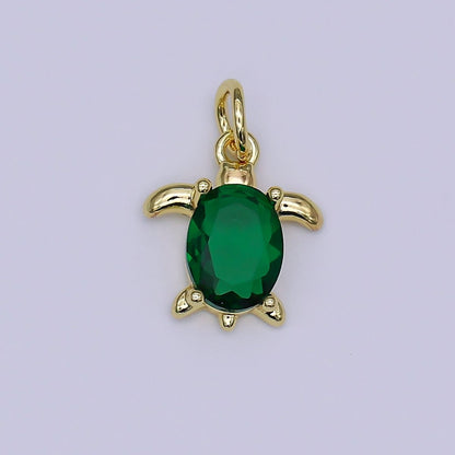 24K Gold Filled CZ Turtle Turquoise Animal Charm | X146 - X232