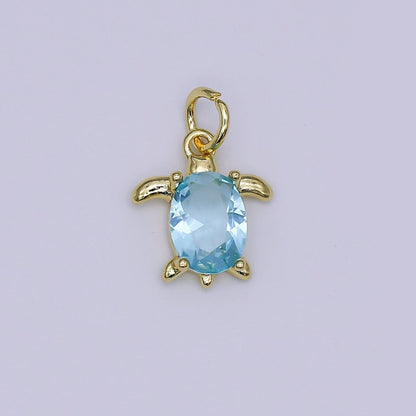 24K Gold Filled CZ Turtle Turquoise Animal Charm | X146 - X232